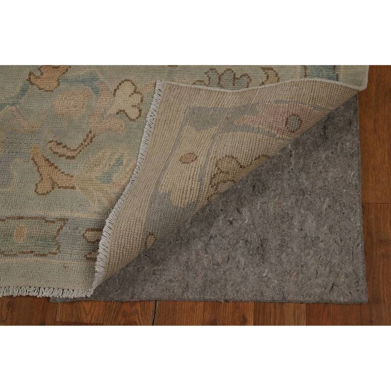 Vegetable Dye Blue Oushak Turkish Area Rug Handmade Wool Carpet - 7'10"x 9'11"