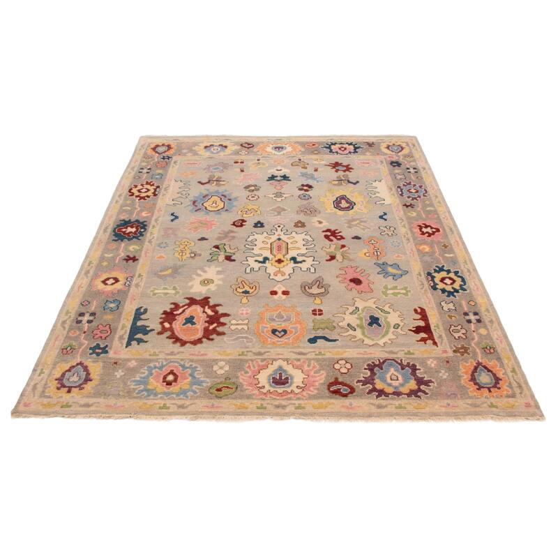 ECARPETGALLERY Hand-knotted Modern Oushak Light Grey Wool Rug - 8'0 x 10'1