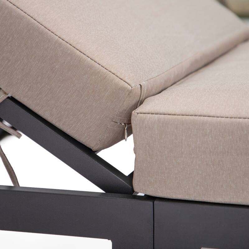 Chelsea Set of 2 Aluminum Armless Chaise Lounge Chair With Cushions for Outdoor Summer Patio Porch Beach Backyard Pool