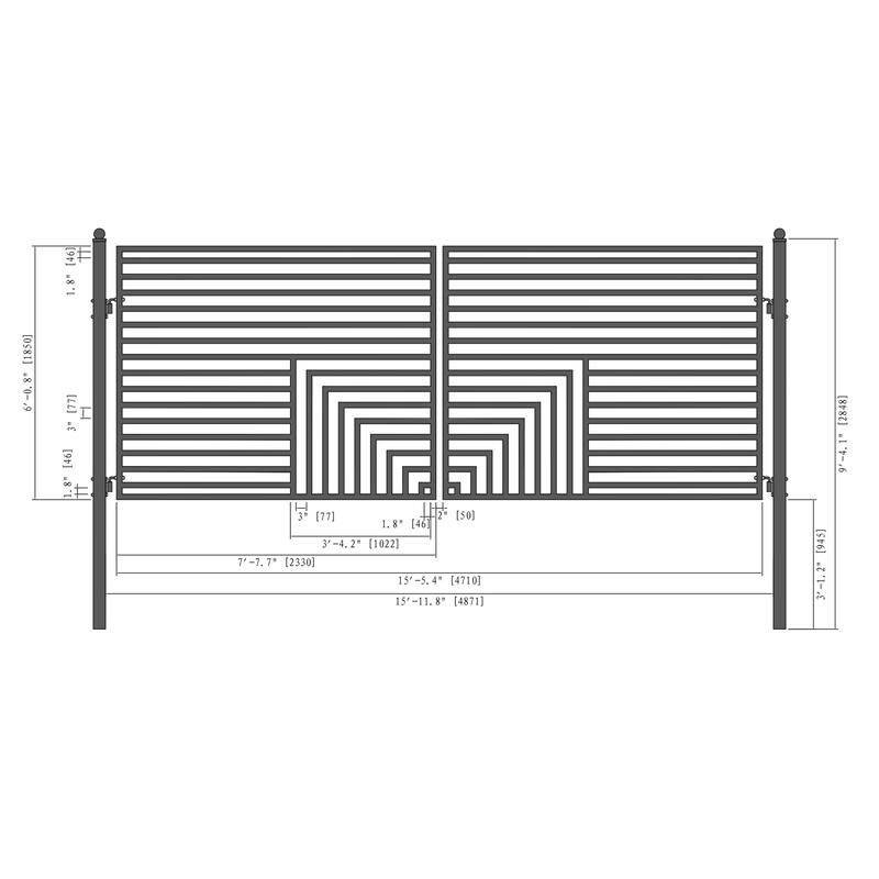 ALEKO Florence Style 16 x 6 feet Steel Dual Swing Driveway Gate with Opener