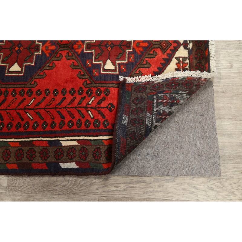 Geometric Persian Hamedan Area Rug Wool Hand-knotted Office Carpet - 3'4" x 4'9"