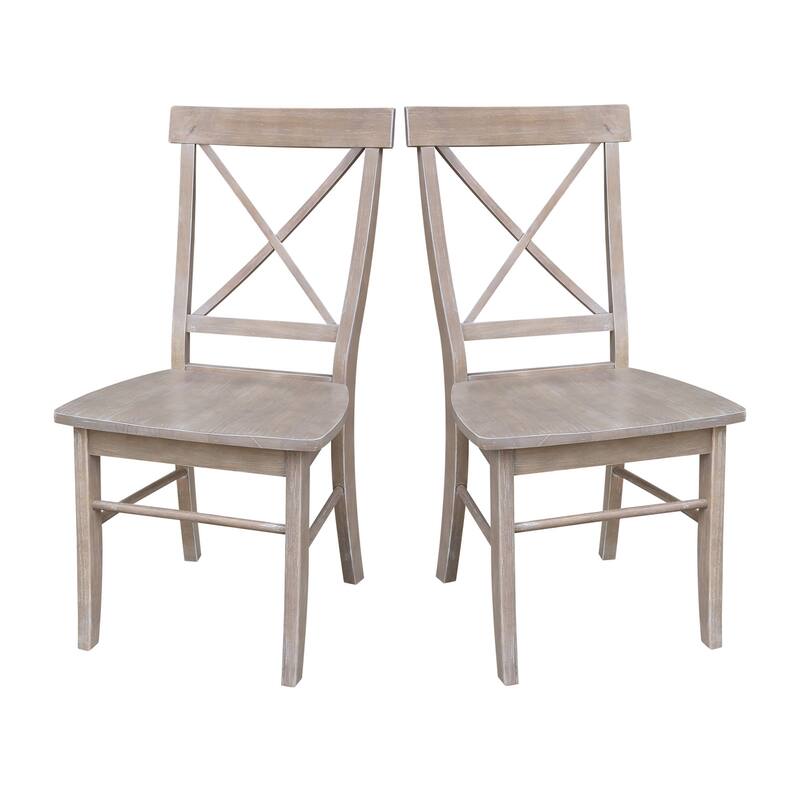 Set of Two X-Back Dining Chairs - Washed Gray Taupe