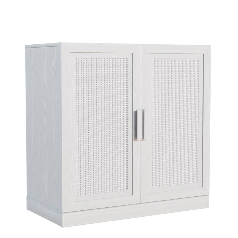 31"H Classic Storage Cabinet with Adjustable Shelves with Rattan Doors