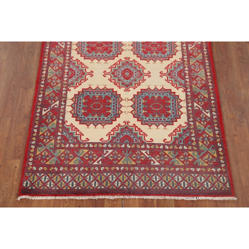 Geometric Kazak Foyer Rug Oriental Handmade Wool Carpet - 3'4" x 4'11"