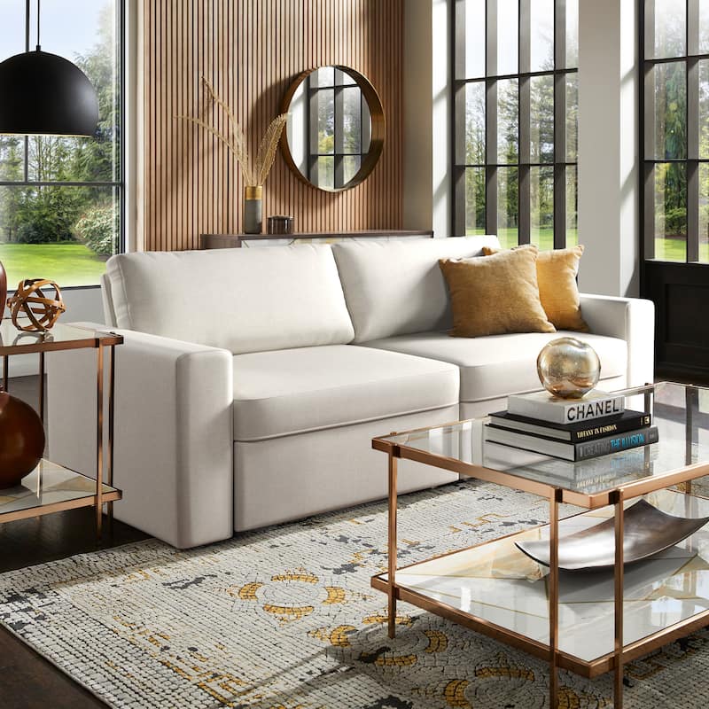 Soma Upholstered Sofa with 2 Hidden Metal Wire Storage Drawers by iNSPIRE Q Modern