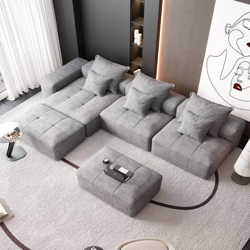 Modern Oversized Modular Sectional Sofa, with 6 Pillows,6 PCS DIY Combination Tufted Sofa