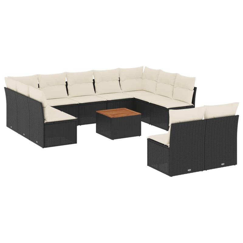vidaXL Garden Sofa Set Black, Cream - 24.4 x 24.4 x 27.2