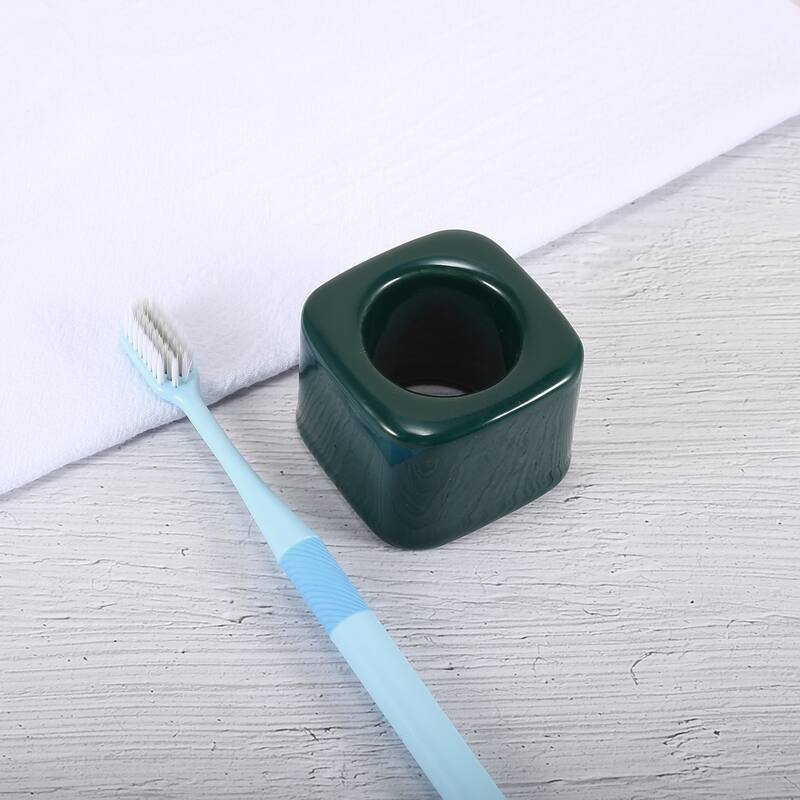 Toothbrush Holder, Square Mini Ceramic Toothbrush Holder Electric Toothbrush Holder 2.20"x2.20"x1.73", for Bathroom - Dark Green