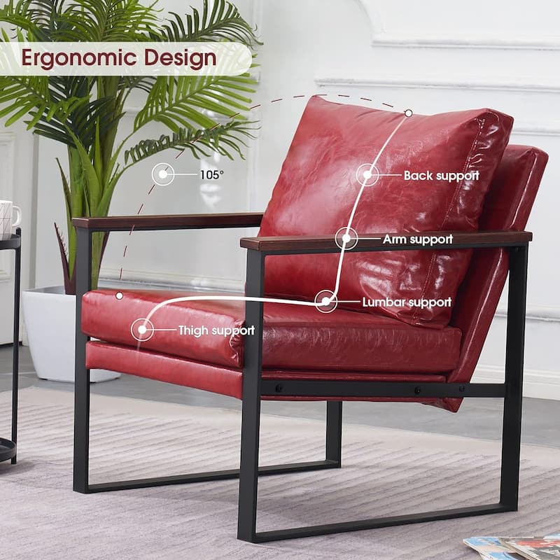 MCombo set of 2 Modern Accent Chair with Upholstered Cushion, Faux Leather HQ304