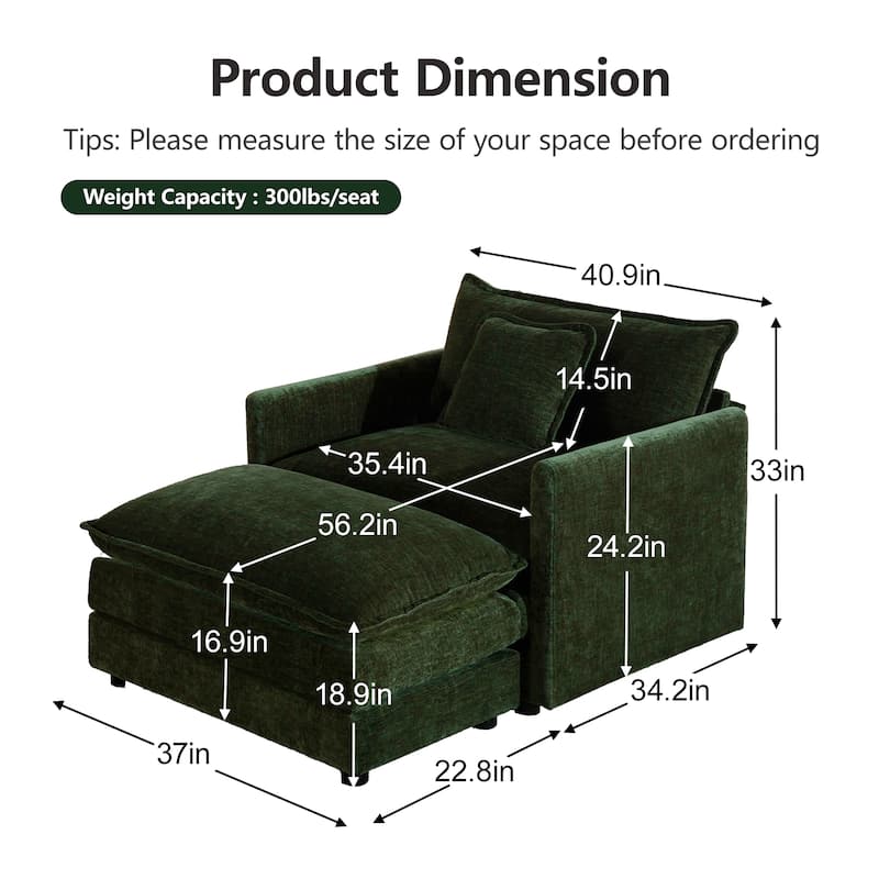 Cloud Chenille Upholstered Modular Sectional Sofa with DIY Combination Design
