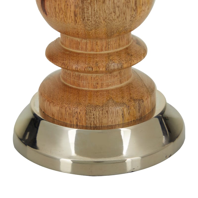 Silver Wood Candle Holder (Set of 3) - S/3 12", 10", 8"H