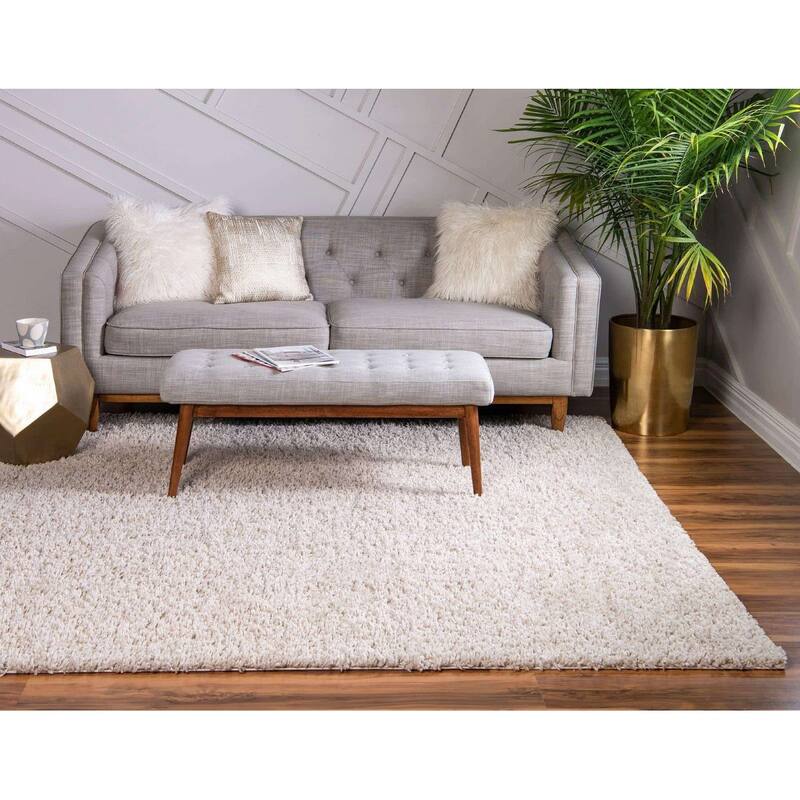 Shag Turhal Collection Area Rug - Linen - 7' Square
