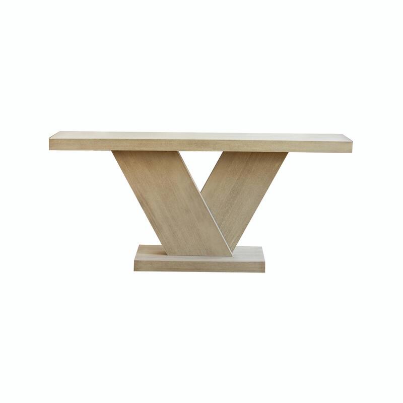 66" Modern X-Leg Console Table - Solid Wood Veneer Narrow Sofa Table with Geometric Design