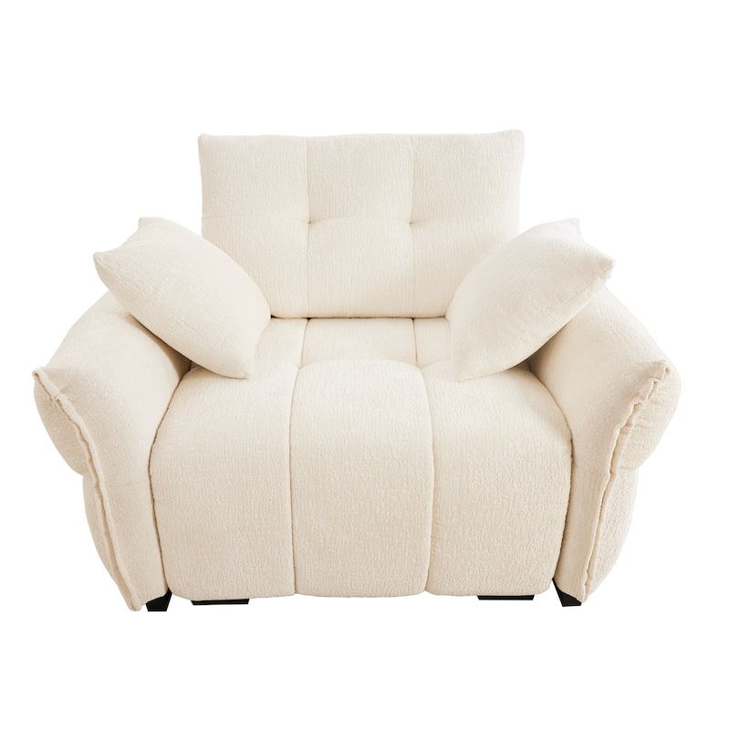 53.94" Chenille 1-Seater Sofa with High-Resilience Support Cushions and Throw Pillows