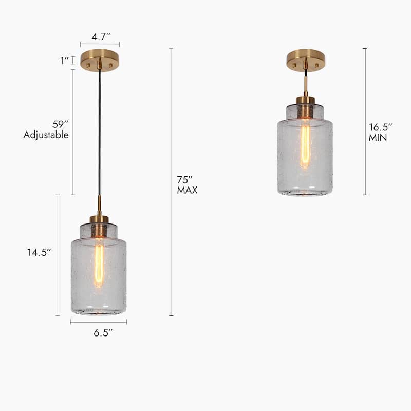 Modern Classic 1-Light Black Gold Large Grey High-Clarity Aqua-Patterned Glass Kitchen Island Pendant Light for Dining Room