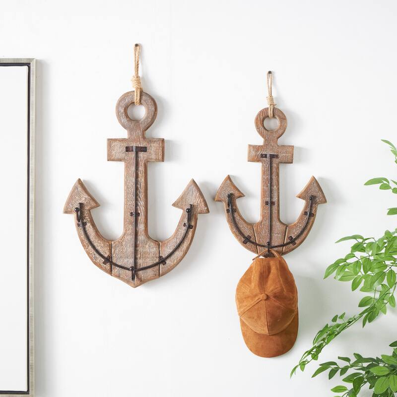 Multi Colored Metal 5 Hangers Wall Hook - Brown
