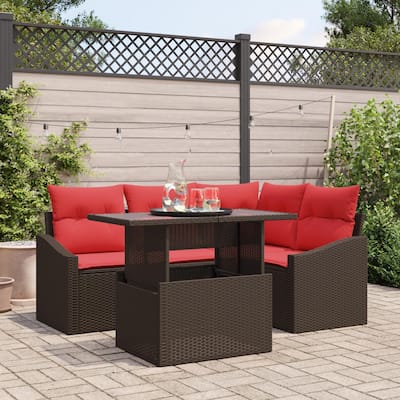 vidaXL 5 Piece Garden Sofa Set with Cushions - 70.3×48.6×27.2
