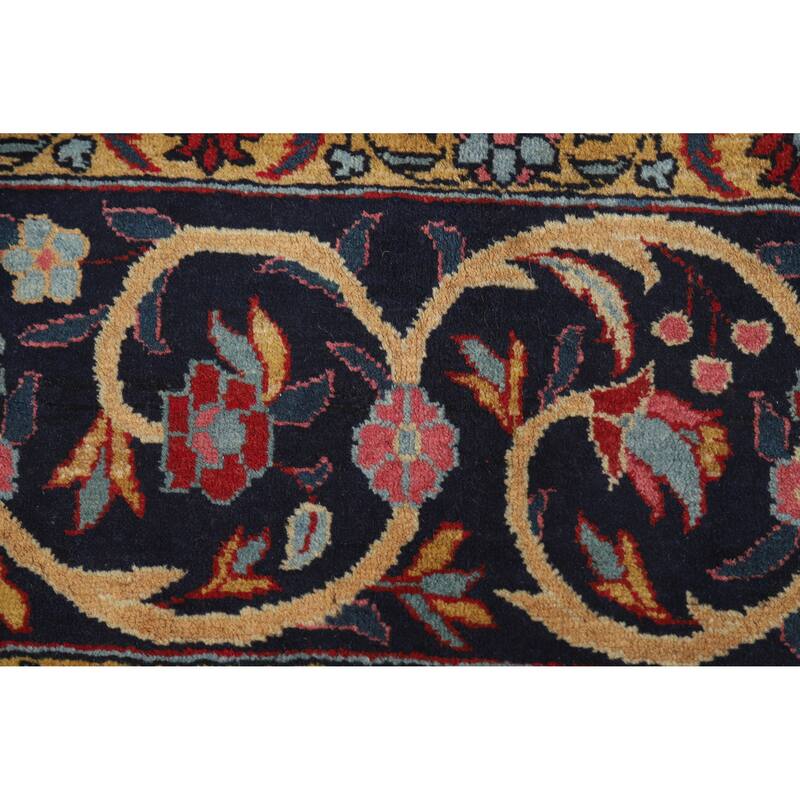 Hand Knotted Oriental 100% Wool Carpet Traditional All-Over Red Kerman Area Rug - 12' 2'' X 9' 2''