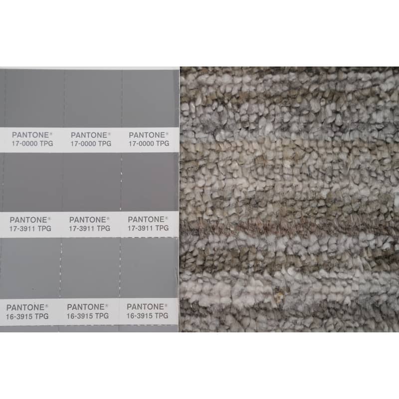 Hand Knotted Oriental Viscose Silk Carpet Tribal Animal Pictorial Greys & Charcoal Gabbeh Area Rug - 11' 8'' X 5' 0''