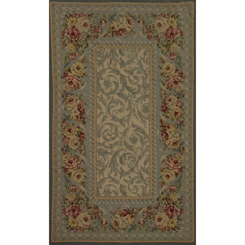 Hand Woven Oriental 100% Wool Carpet Traditional Floral Green Tabatabaei Area Rug - 7' 5'' X 4' 7''