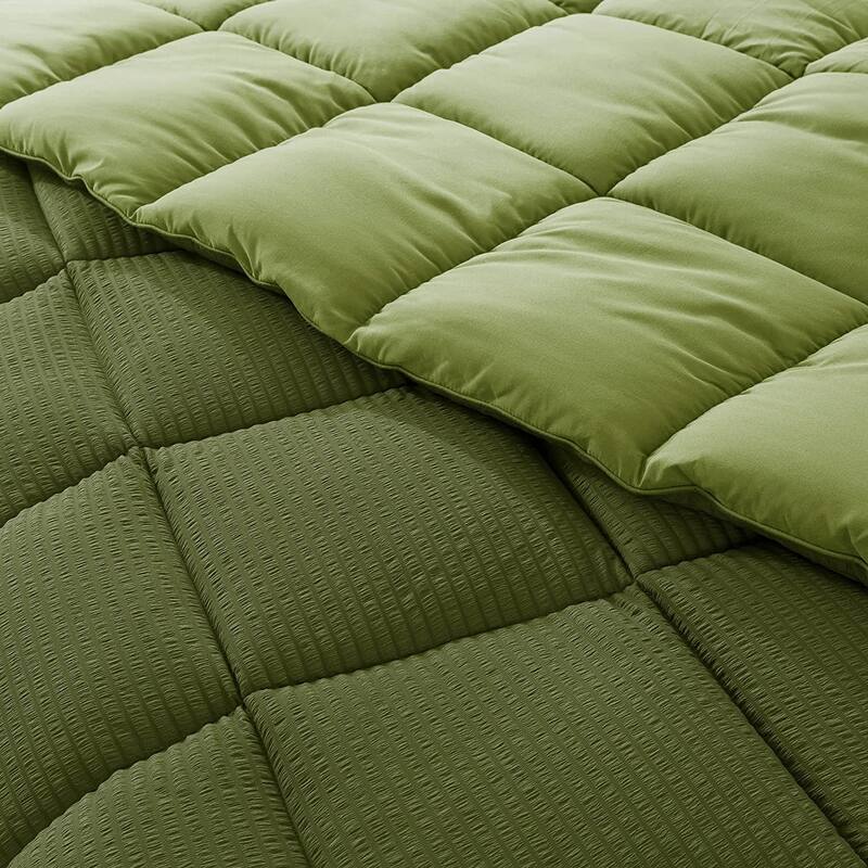 KASENTEX Winter Warmth Quilted Comforter, Cozy Soft Seersucker Textured, Down Alternative Fill