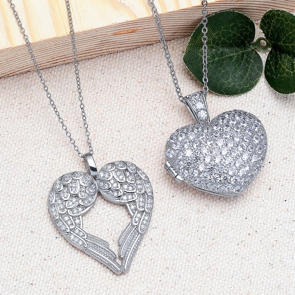 925 Sterling Silver Filigree Heart O Initial CZ Pendant Necklace