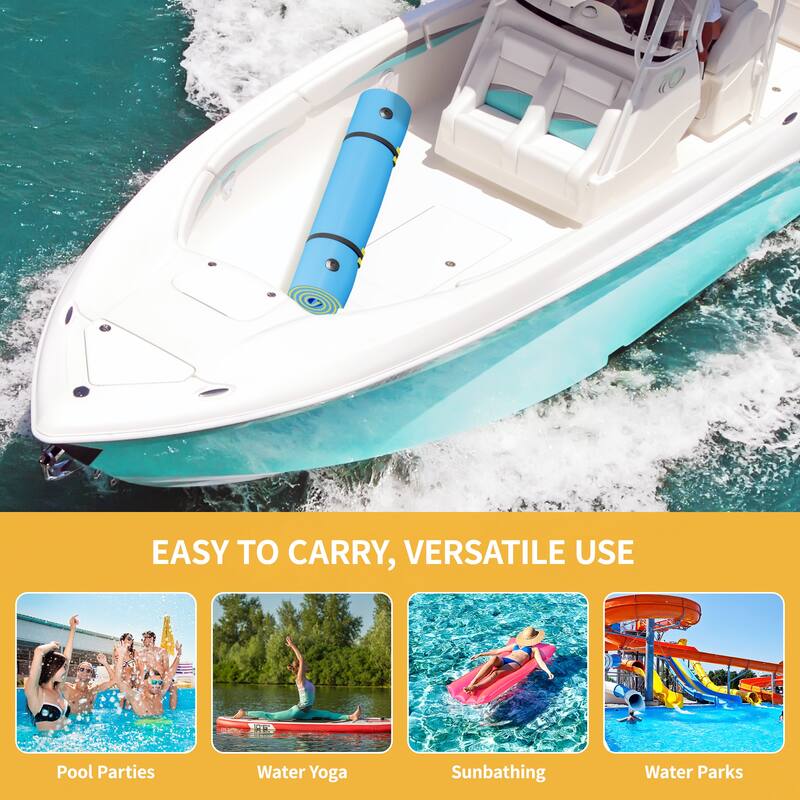 Moasis 9' X 6' Inflatable Rafts Water Mat - Floating Island Lily Pad XPE Foam Construction - 108"L x 70"W x 1.47"H