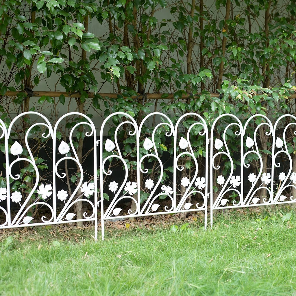 5X Folding Decorative Garden Fence Iron Animal Barrier Flower Border