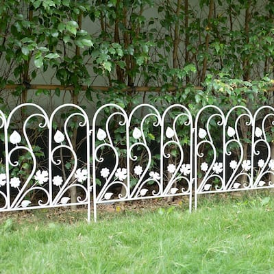 5X Folding Decorative Garden Fence Iron Animal Barrier Flower Border - 23.4x24.4 inch