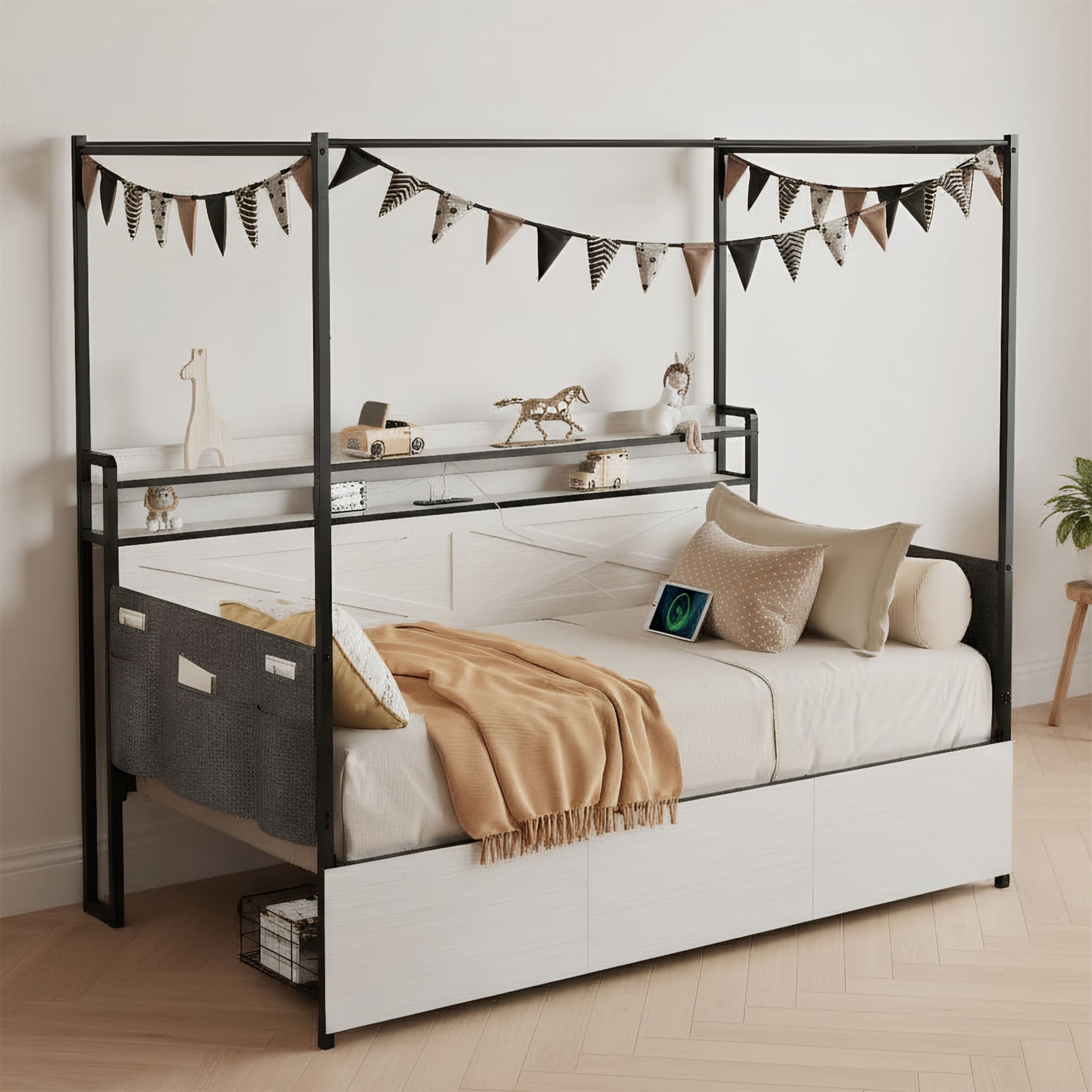 Twin Size Daybed w/ 3 Drawers, USB Charging, LED Lights, No Box Spring