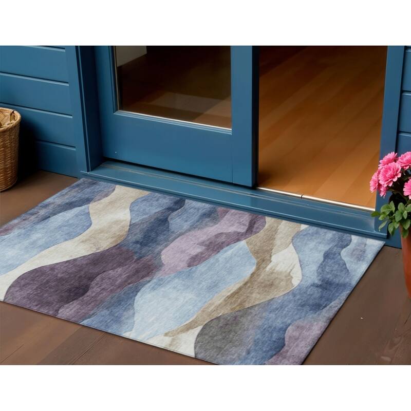 HomeRoots Abstract Transitional Rectangle Outdoor Rug - 3' x 5'