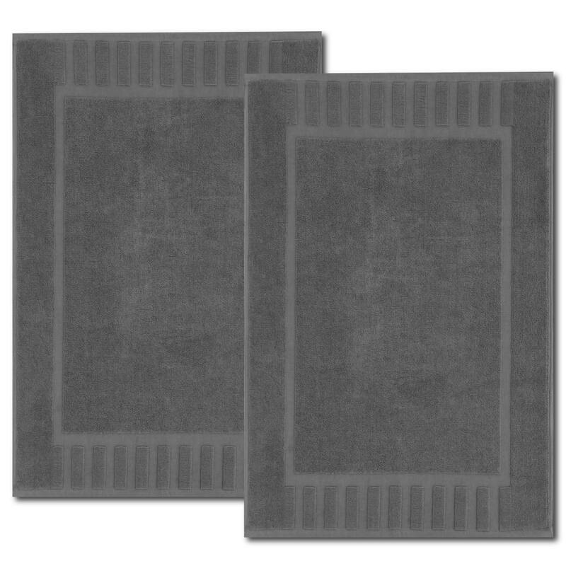 White Classic Luxury Cotton Bath Mat 22x34 Set of 2 - Gray