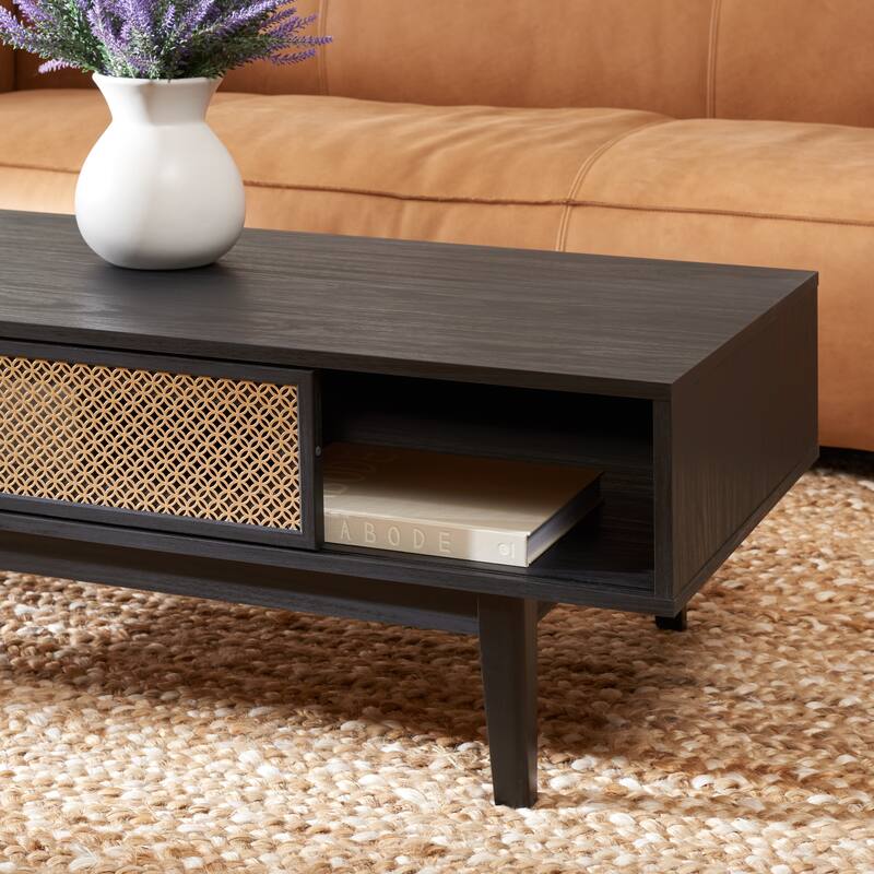 SAFAVIEH Zhuldyz 2 Door Coffee Table - 43" L x 22" D x 16" H - 43"Wx22"Dx16"H