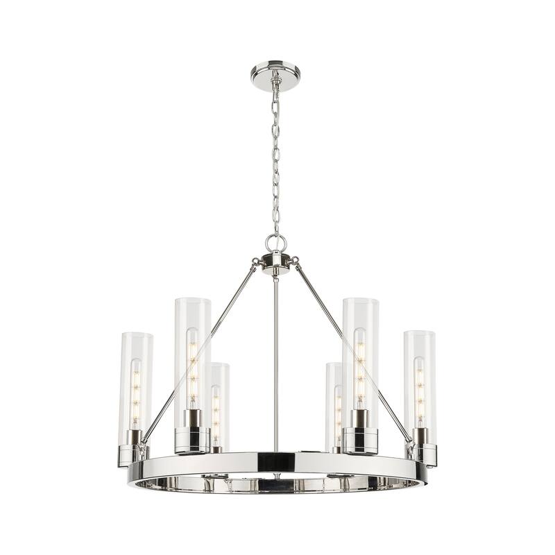 Innovations Lighting Downtown Urban - Boreas - 6 Light 29" Chandelier with 11" Shades - Clear/Polished Nickel