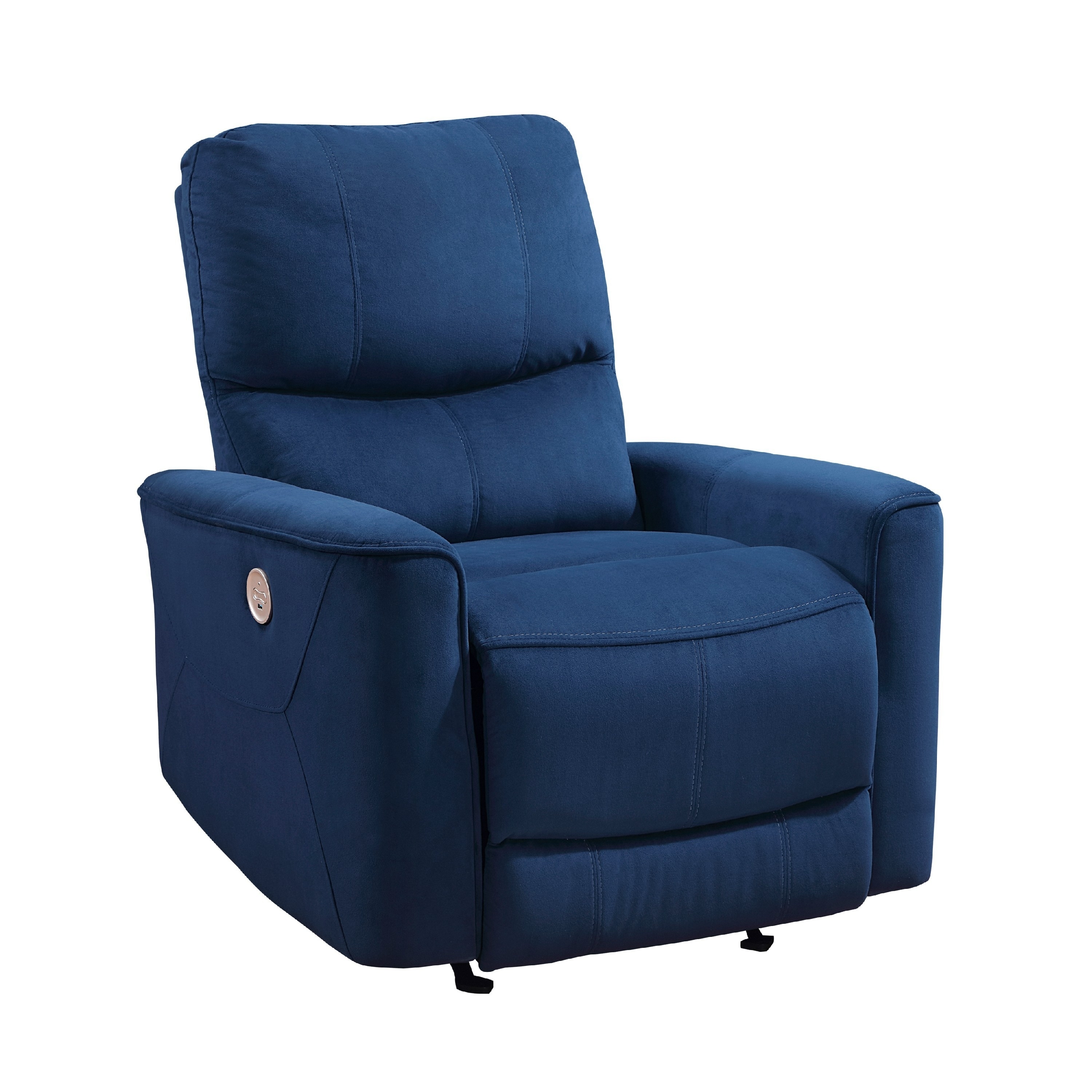 Erten Power Rocker Reclining Chair, Navy Blue Velvet, Solid Wood