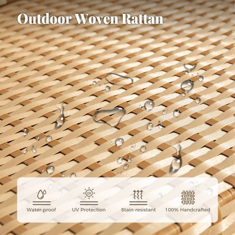 4-Piece Patio Furniture Wicker Outdoor Bistro Set, All-Weather Rattan Wood Conversation Set with Soft Cushions by Havenside Home