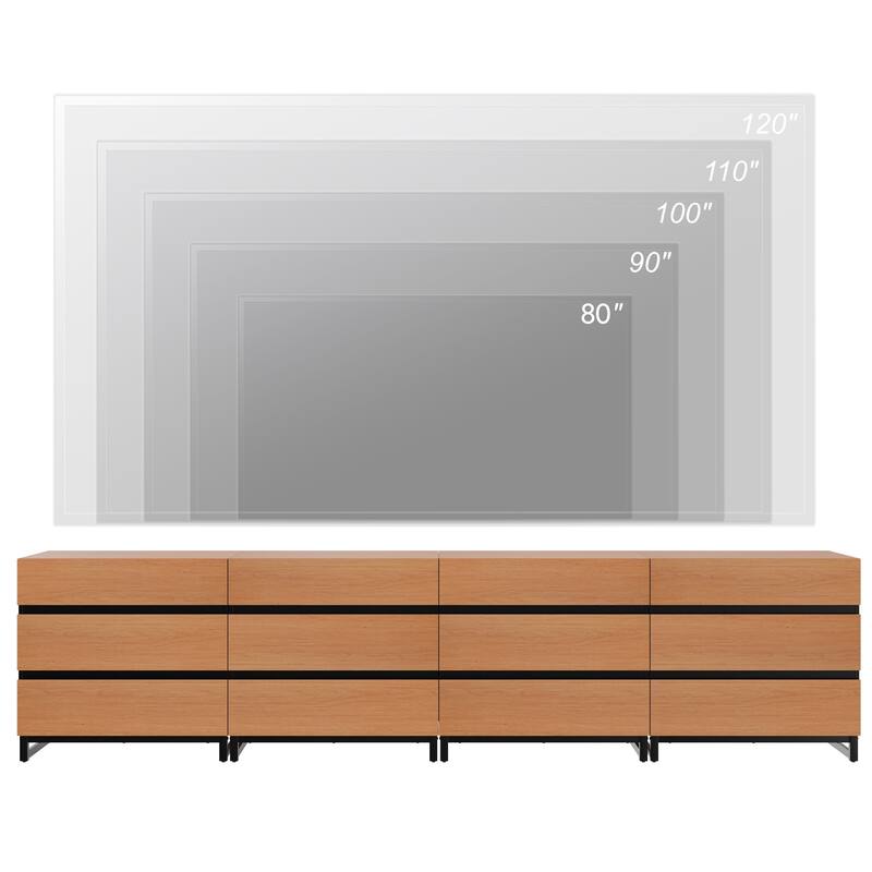 WAMPAT Modern TV Stand with Drawers and Metal Base