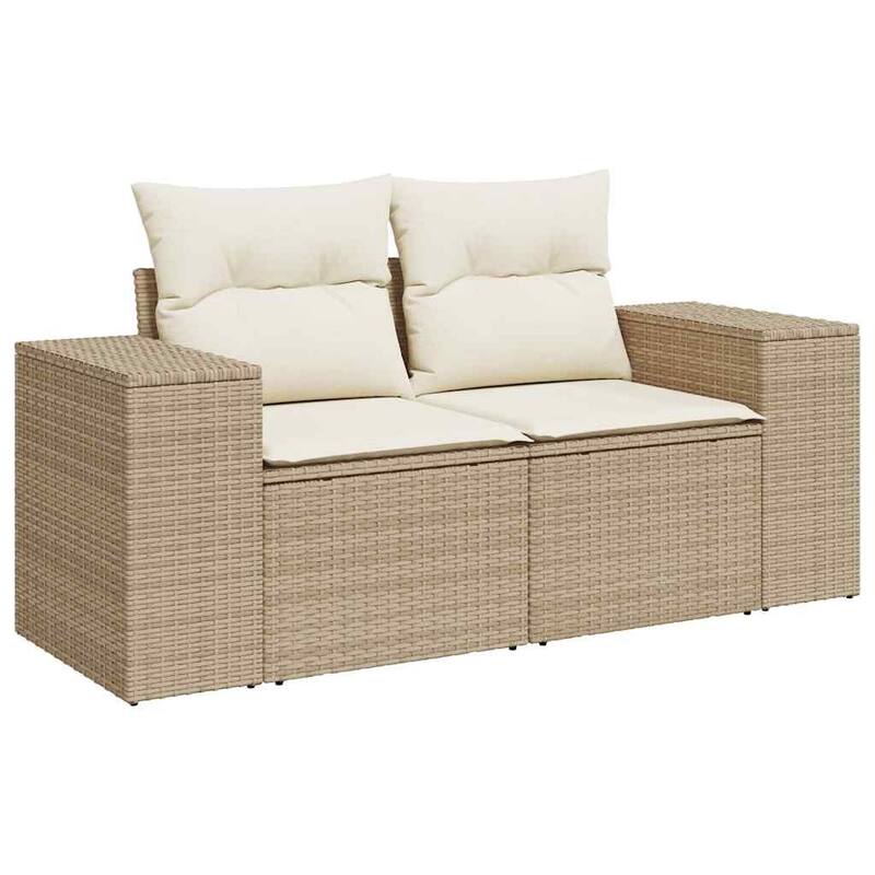 vidaXL Patio Sofa Set with Cushions Outdoor Conversation Furniture Poly Rattan