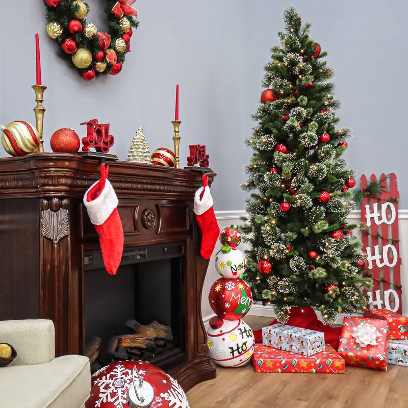 National Tree Company 7.5 ft. Wintry Pine Slim Hinged Tree with 400 Clear Lights - 7.5 Foot
