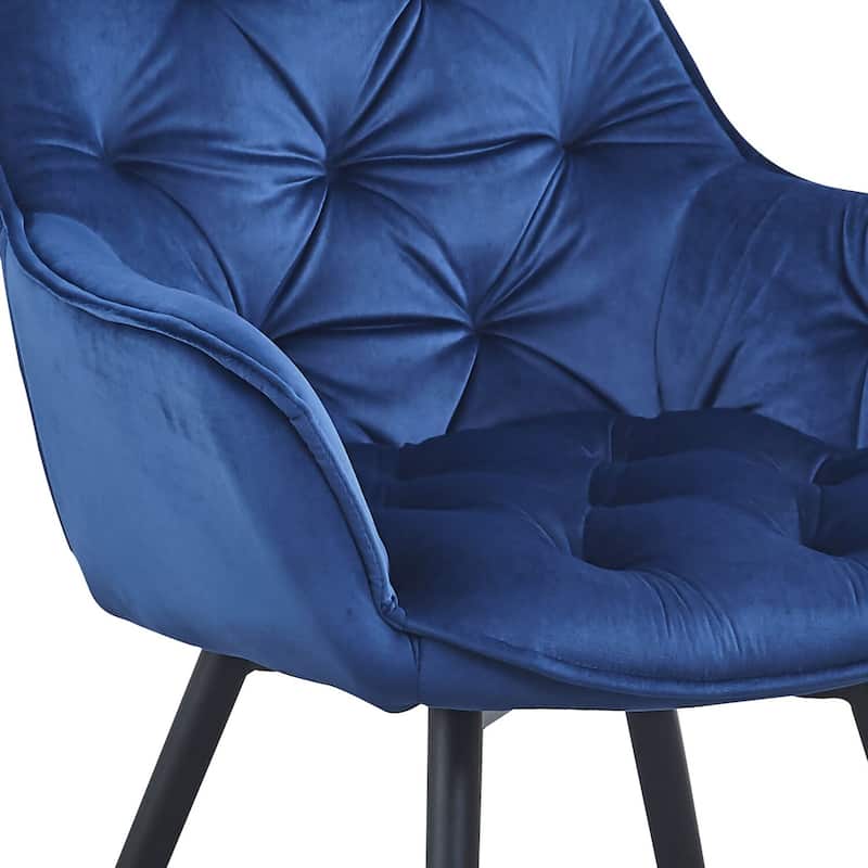 Black/Blue Velvet Upholstered Metal Frame Dining Chair, Set of 2, Sturdy Dining Chair for Dining Rooms - 22.75