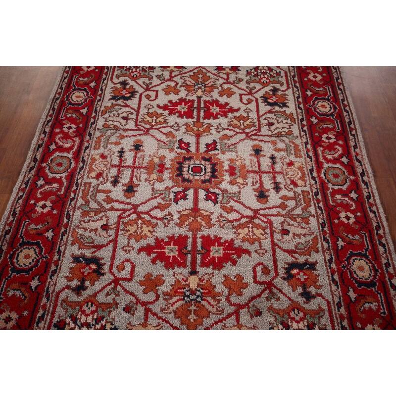Heriz Serapi Oriental Accent Rug Handmade Wool Carpet - 4'0" X 5'11"