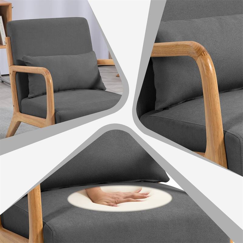 Leisure Chair with Solid Wood Armrest and Feet,Modern Accent Sofa
