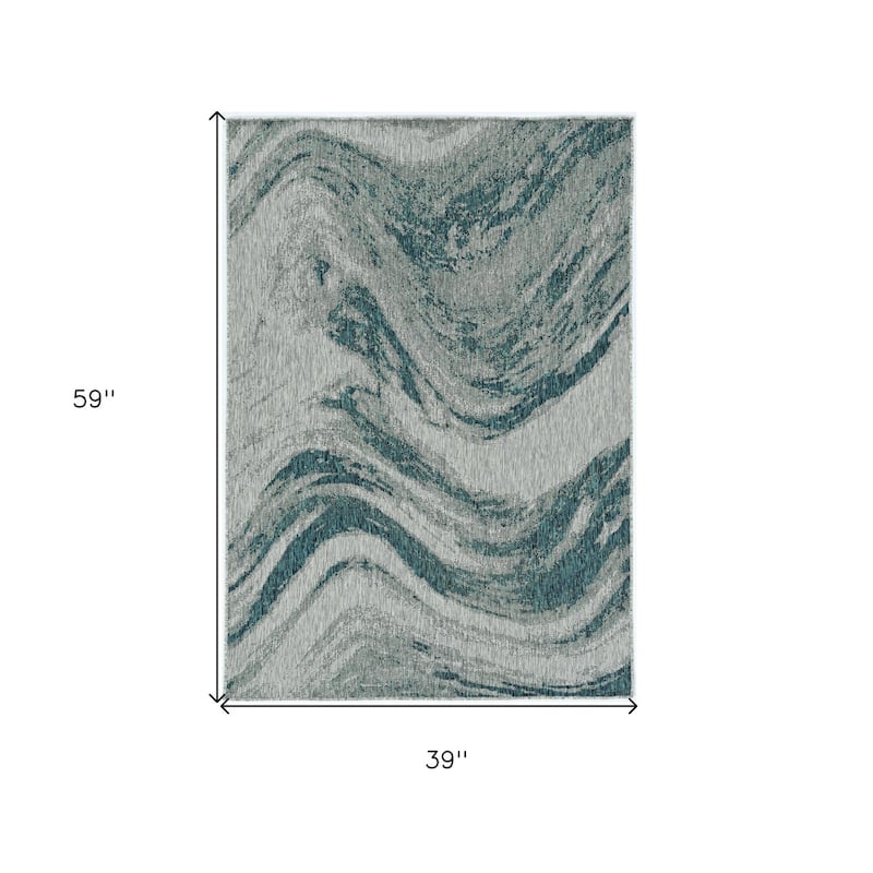 Cave Unique Abstract Weather Resistant Current & Stylish Outdoor Rug