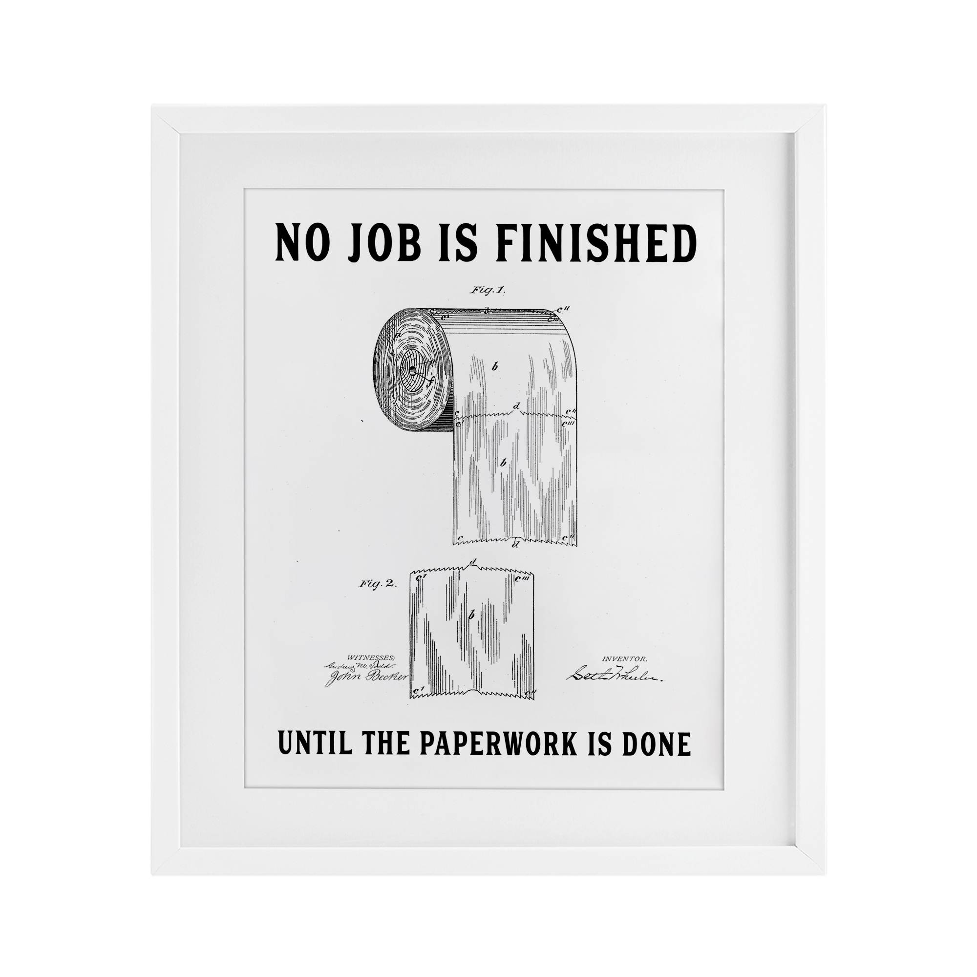 Stupell No Job Finished Toilet Paper Under Glass Framed Design By Lettered and Lined