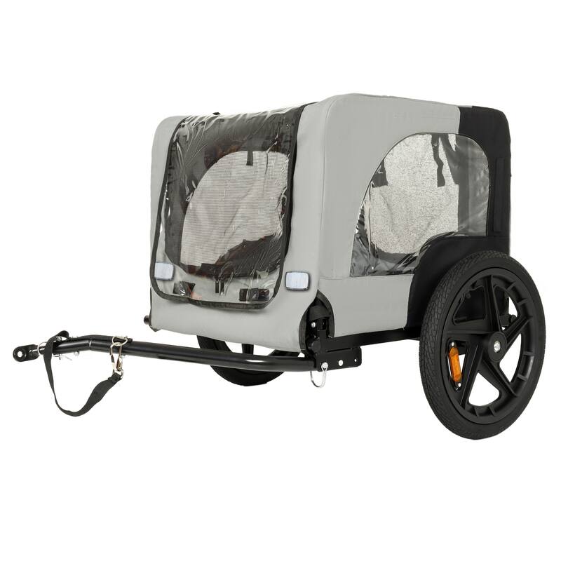 Outdoor Heavy Duty Collapsible Pet Bike Trailer with 16-Inch All-Terrain Wheels & Universal Hitch, Foldable Dog Carrier Cart