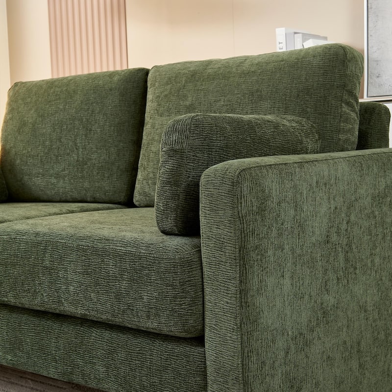 58.66"Small Modern Loveseat Sofa,Mid Century Chenille Fabric 2-Seat Couch Love Seat with Back Cushions