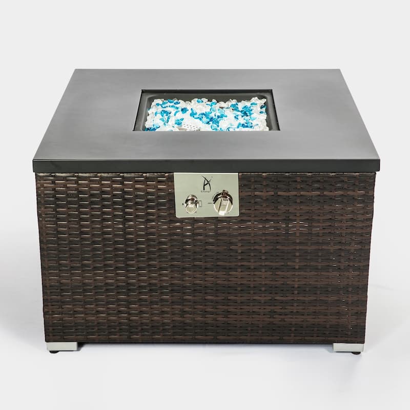 Square Steel Tabletop Outdoor Fire Pit Table with Lid