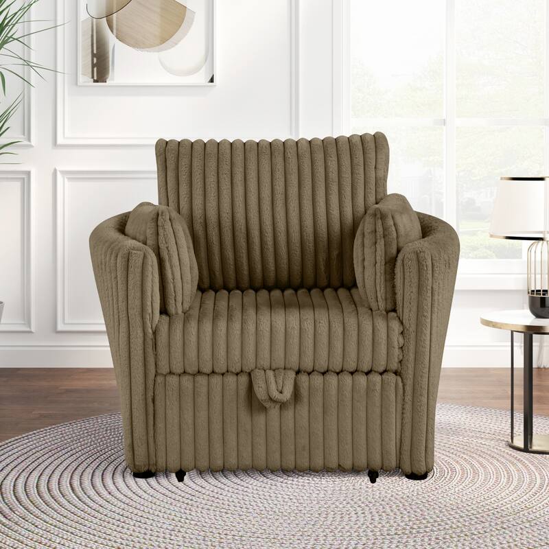 Modern Fabric Sleeper Single Sofa with USB and 2 pillows