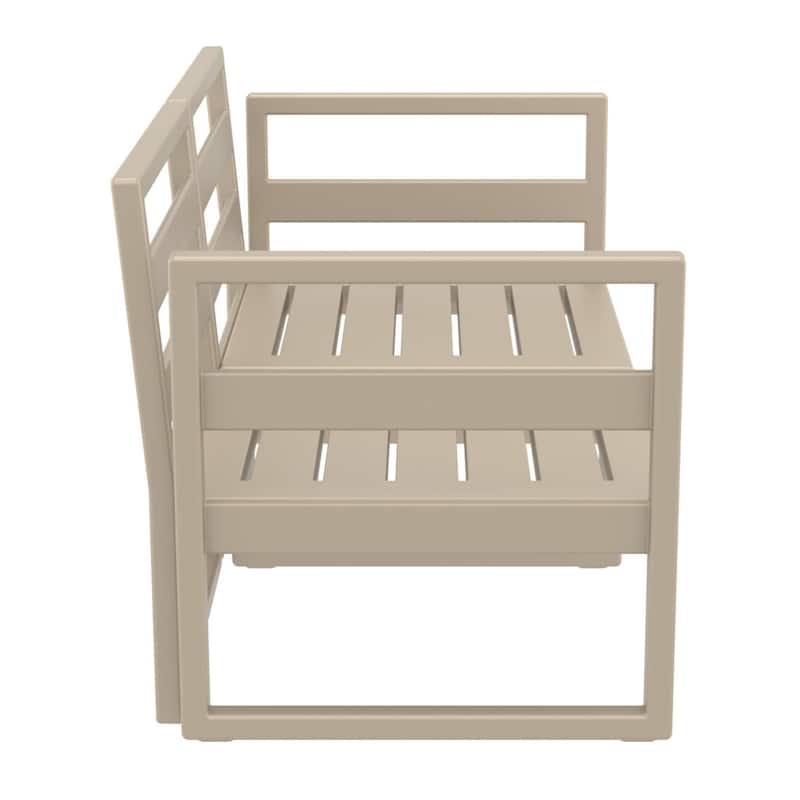 55" Taupe Brown Outdoor Patio Loveseat with Sunbrella Cushion