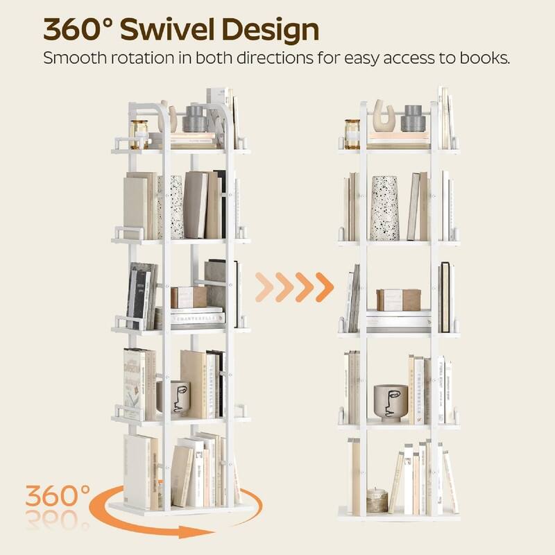 Rotating Bookshelf - 15"D x 9.4"W x 56.3"H